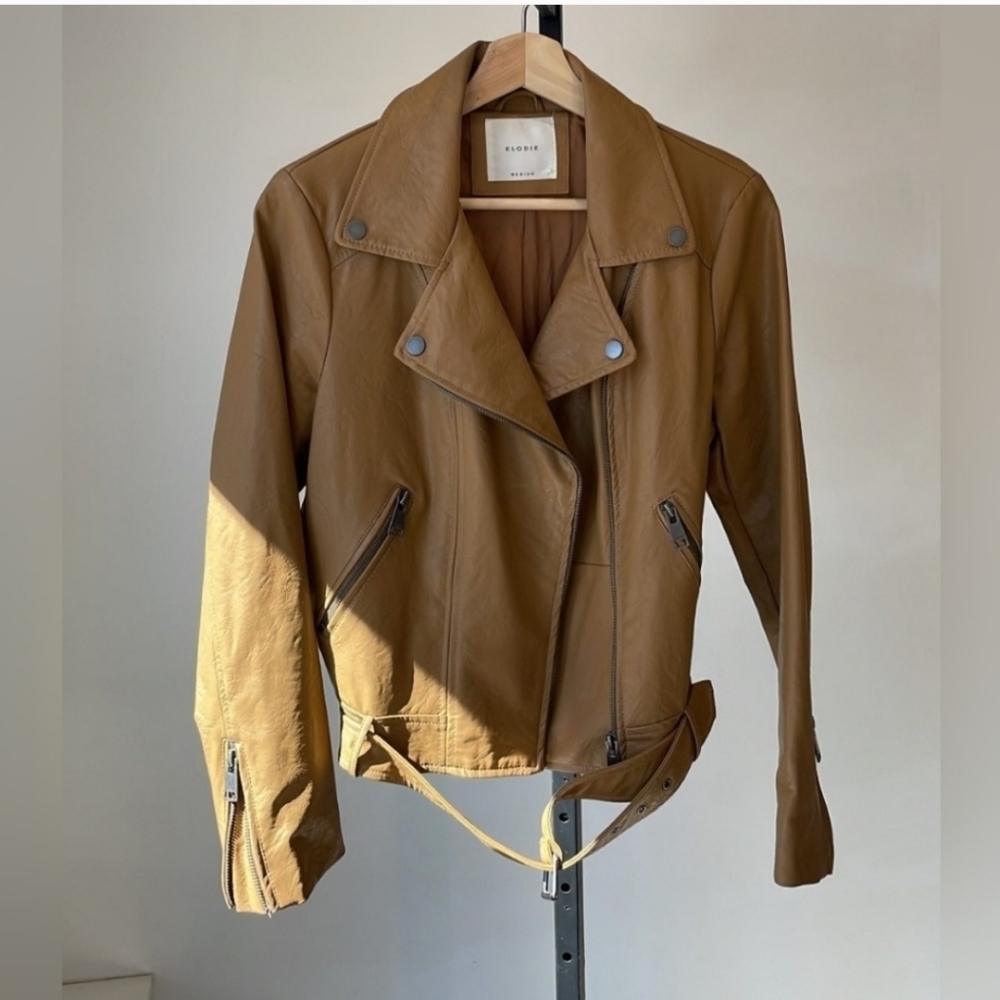 Elodie Camel Leather Jacket - Picture 4 of 7